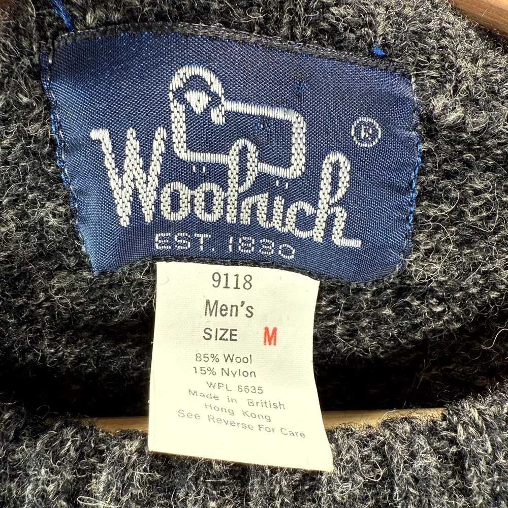 Vintage Woolrich Sweater Mens Medium Gray Aztec‎ Wool Crew Long Sleeve Pullover